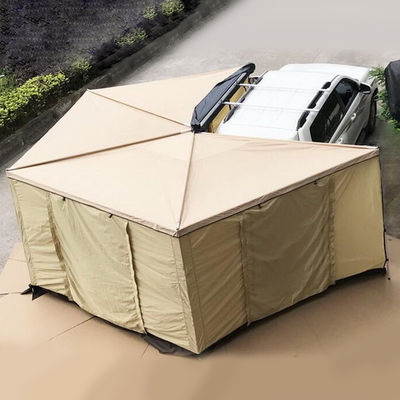 420D車の屋根のテント4x4引き込み式のSunproofは布部屋が付いている270度の日除け家族のテントを防水する